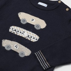 Intarsia embroidered jersey navy  