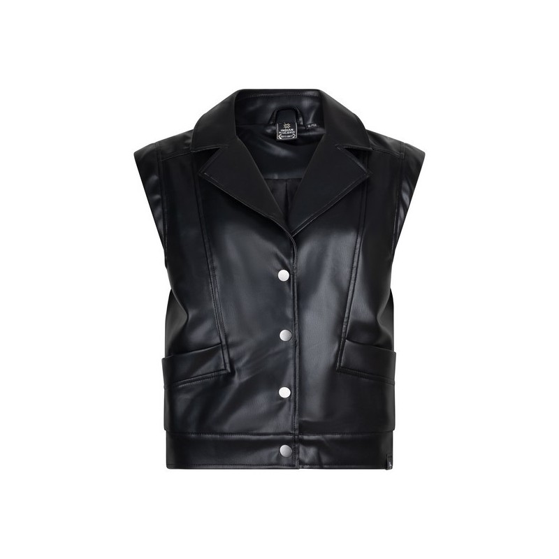 Vegan Leather Sleeveless Gilet black