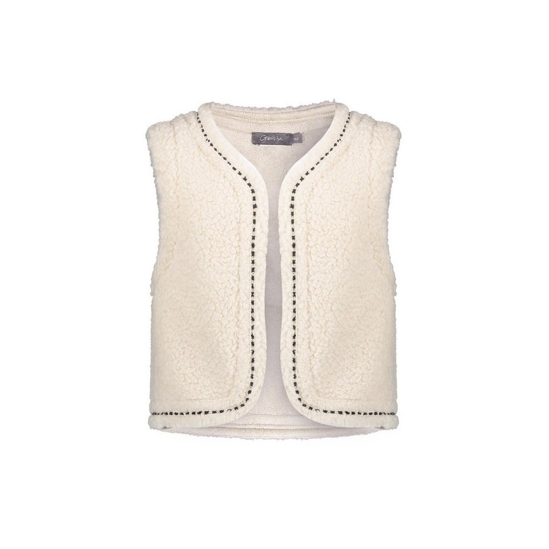 Gilet Teddy embroidery offwhite