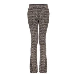 Pants jacquard flared 2-tone black/sand