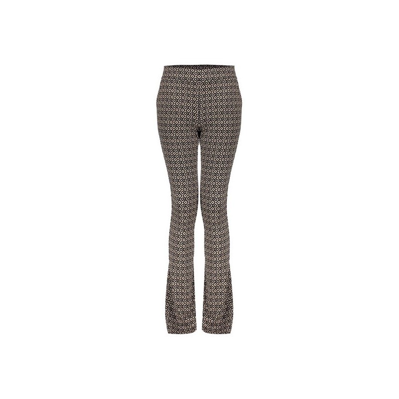 Pants jacquard flared 2-tone black/sand