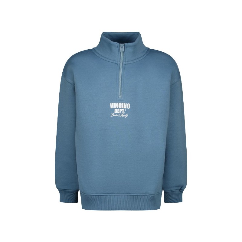 Basic-Half zip sweater lake blue