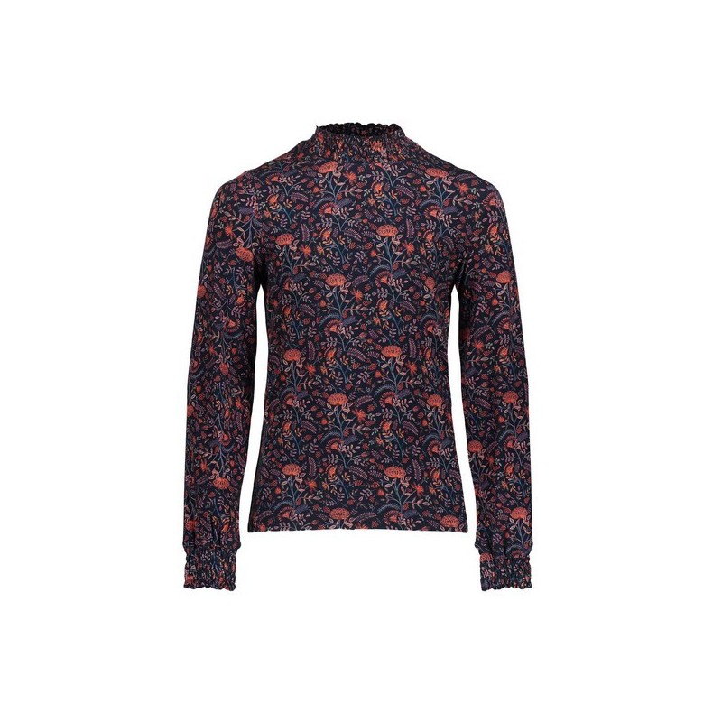 Top AOP small flower navy/red