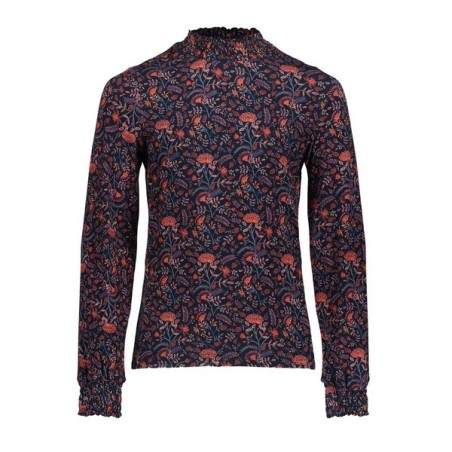 Top AOP small flower navy/red