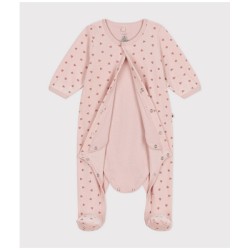 Babypakje velours hartjes saline roze