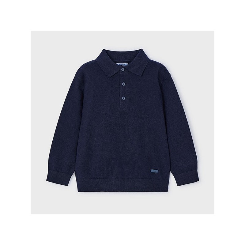 L/s knit polo navy                